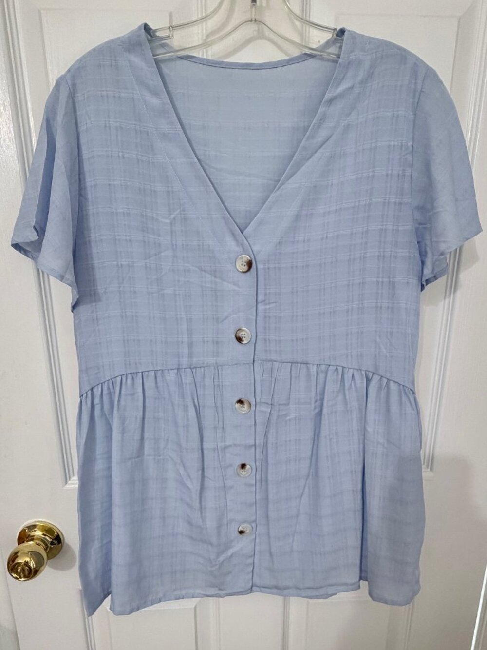 BRAND NEW NWOT SHEIN OR TEMU SHEER BABYDOLL STYLE SHIRT LIGHTWEIGHT - BLUE - S